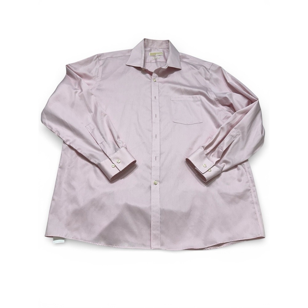 Michael Kors Mens Pink Non-Iron Dress‎ Shirt 17.5 34/35 Button Down